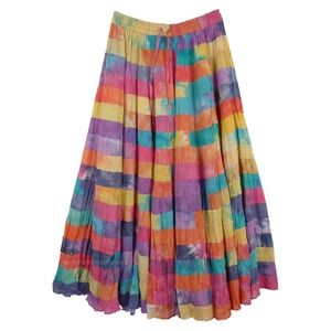 Watercolor Multi Color Patchwork Maxi Skirt